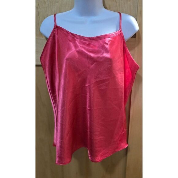 Red Satin-Like Sleeveless Camisole Top By Cruz XL 100% Polyester Adjustable Stra - Picture 1 of 7